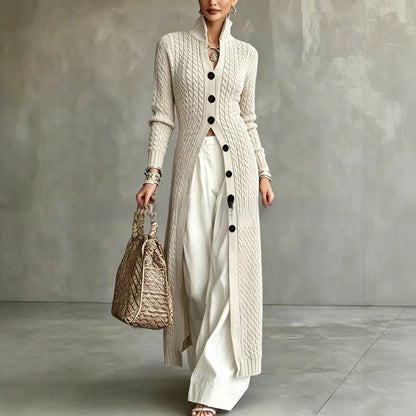 Women's Twist Pattern Stand Collar Long Sleeve Sweater