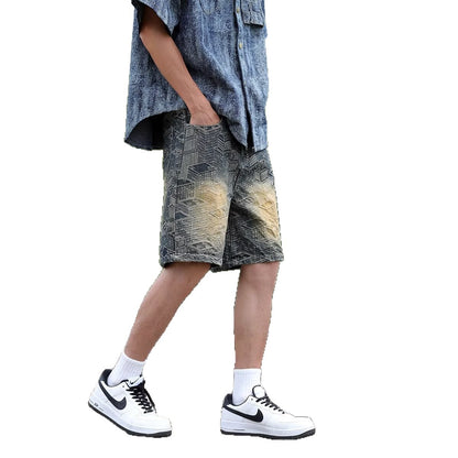 Make vintage American jacquard five quarter summer thin shorts