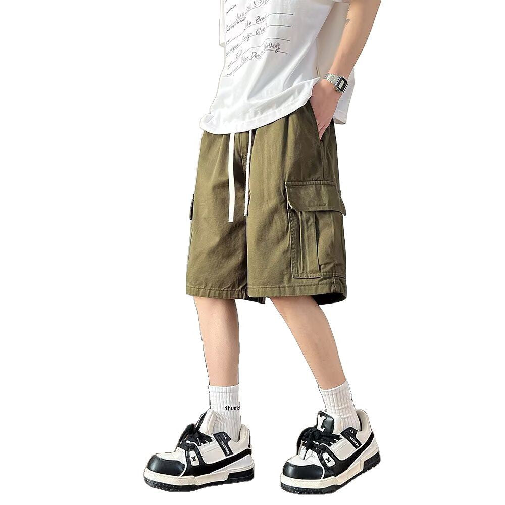Thin loose five quarter casual washed cotton shorts