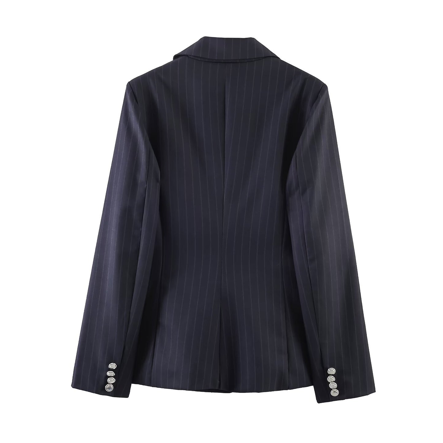 Casual notched lapel slim striped suit jacket