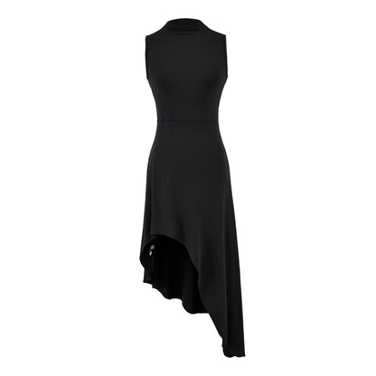 French Style High Collar Sleeveless Dress