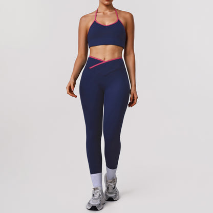 High-Elastic Yoga Set with Halter Bra and Leggings