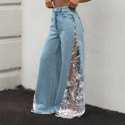 Fashion High Waist Loose Dumped Denim Trousers
