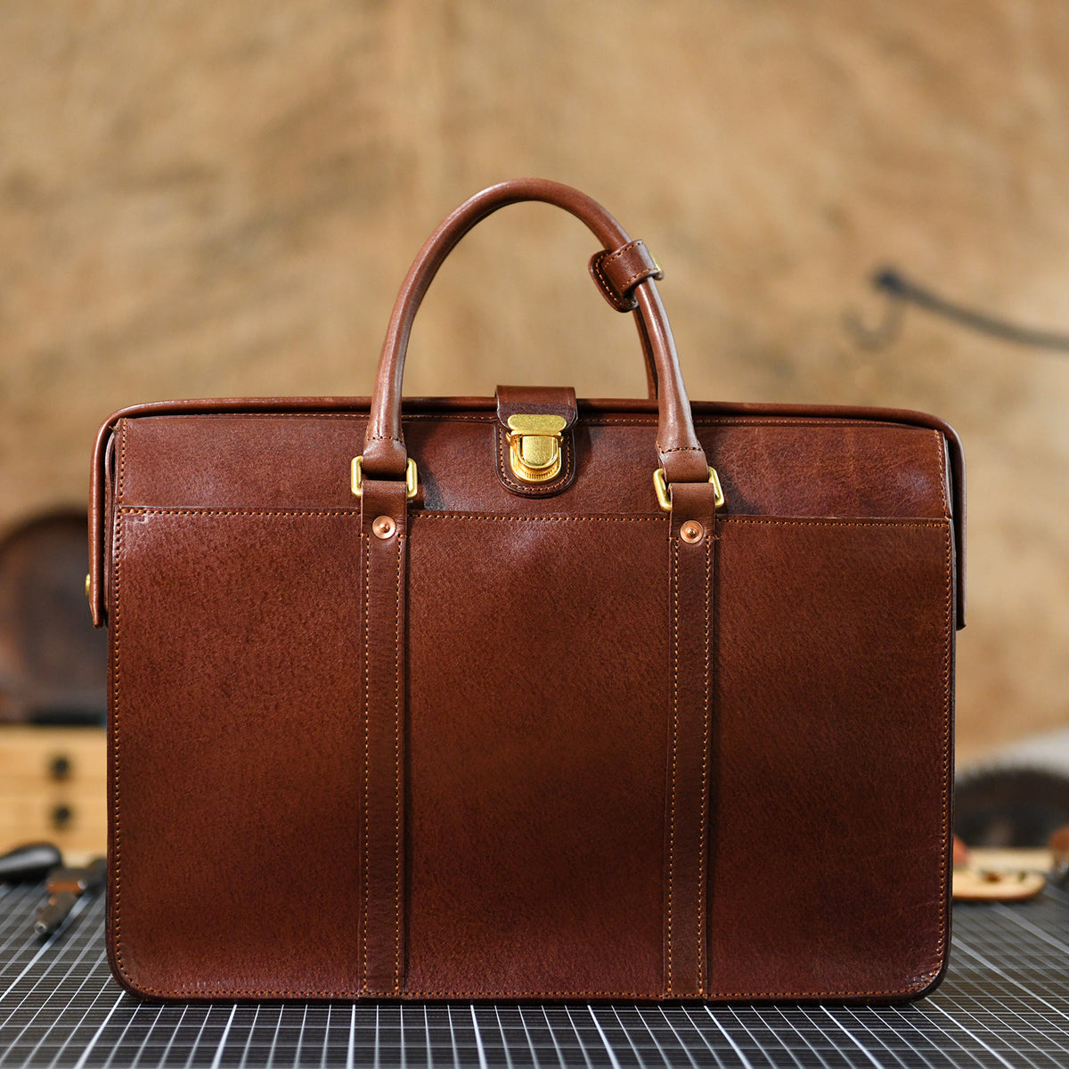 Men's Cowhide Leather Business Briefcase