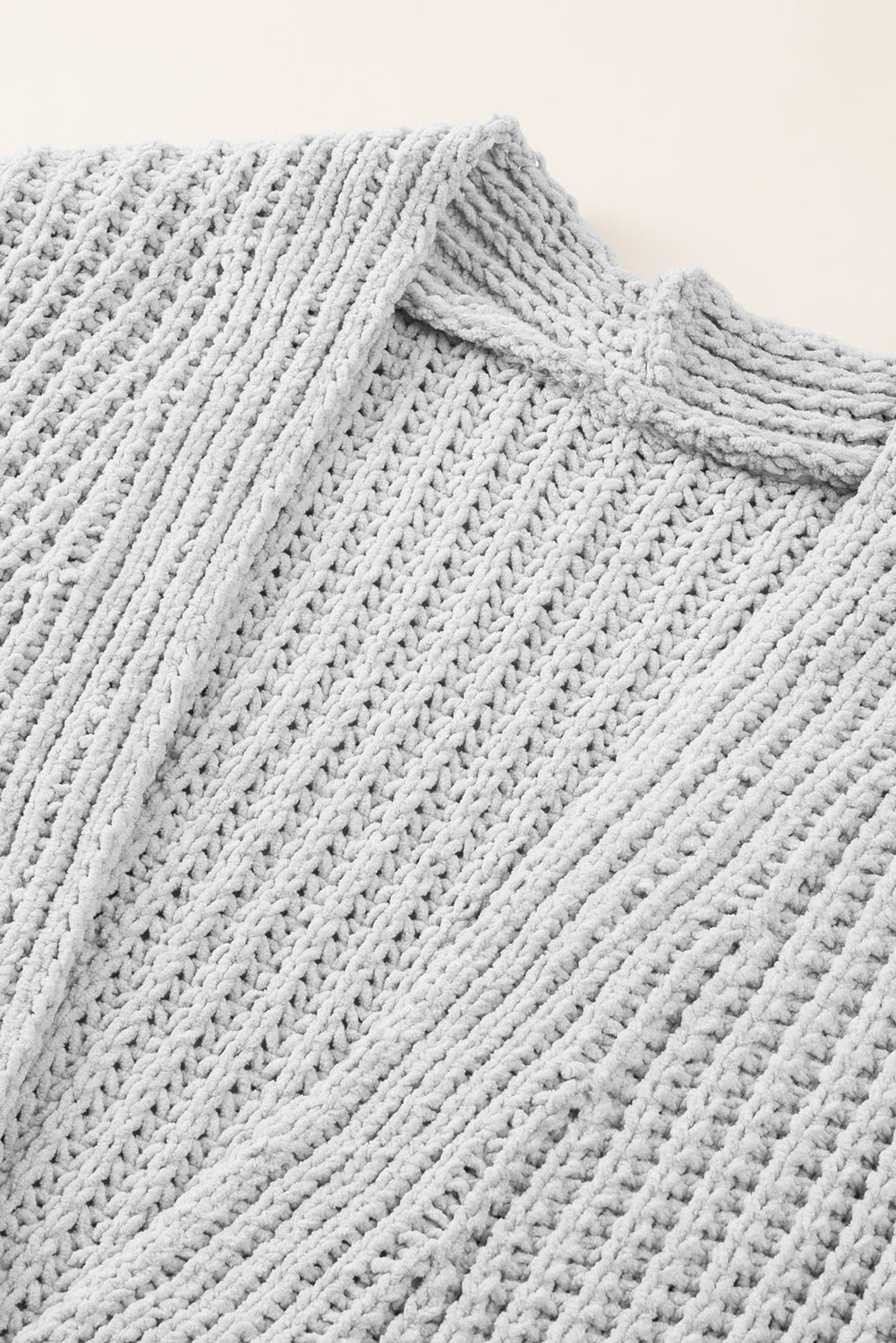 Gray Buttoned Front Drop Shoulder Knitted Cardigan