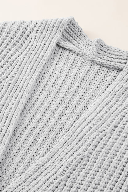 Gray Buttoned Front Drop Shoulder Knitted Cardigan