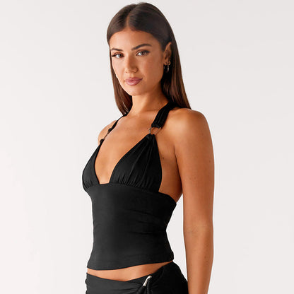 Metalen Ring V-hals Slim Haltertop