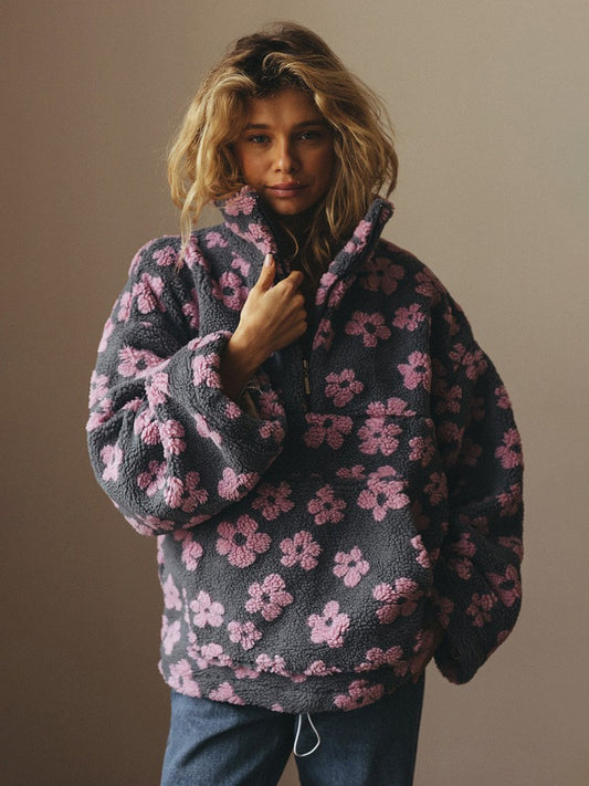 fleece floral sweatshirt