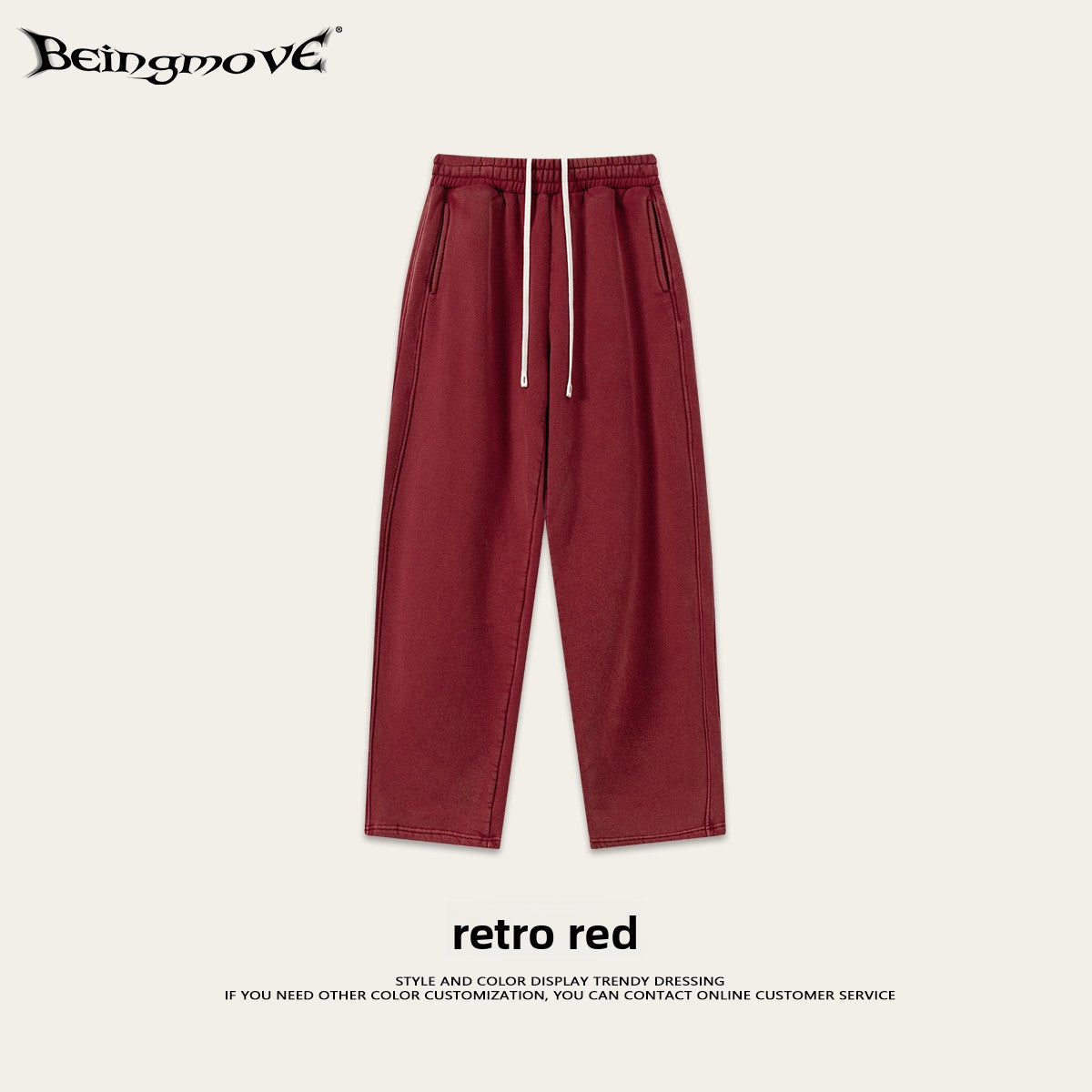 Retro Washed 400g Fleece Lined Curved Cut Straight Leg Sweatpants for Men