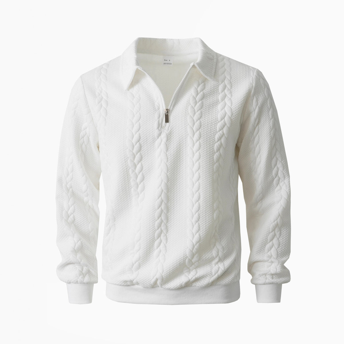 Men Jacquard Lapel Zip Up Jacket Casual Long Sleeve Sweatshirt