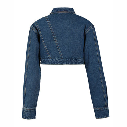 Modieuze losse ultrakorte denim jacket voor dames