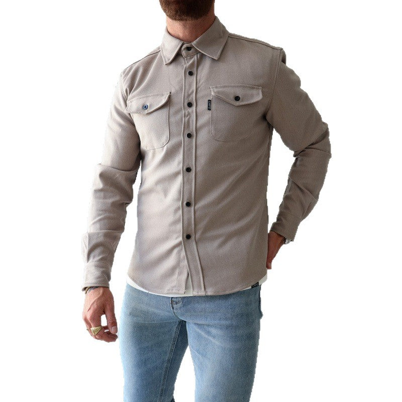 Men's Casual Long Sleeve Slim Fit Cotton Shirt