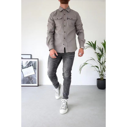 Men's Casual Long Sleeve Slim Fit Cotton Shirt