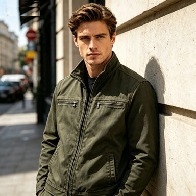 Mens Retro Casual Workwear Jacket Cotton Long Sleeve Coat