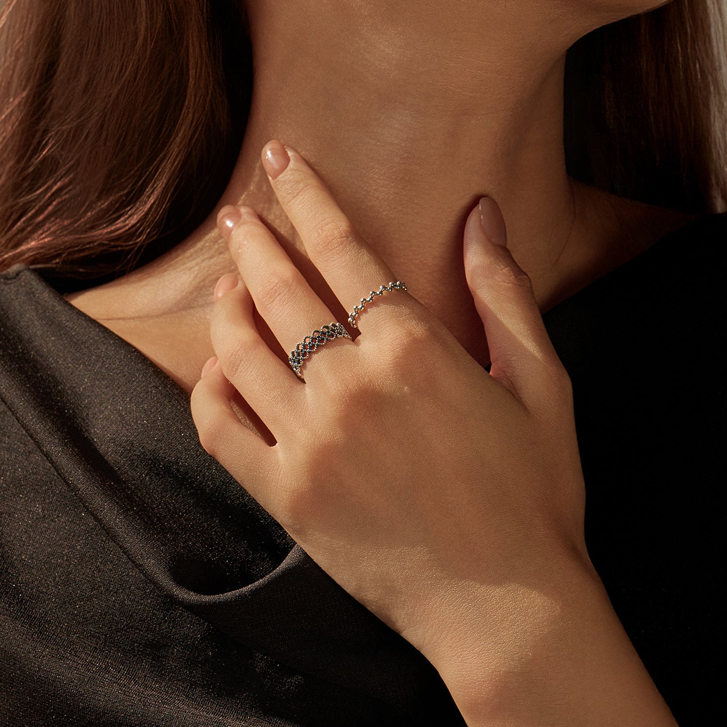 S925 Sterling Silver Beaded Ring