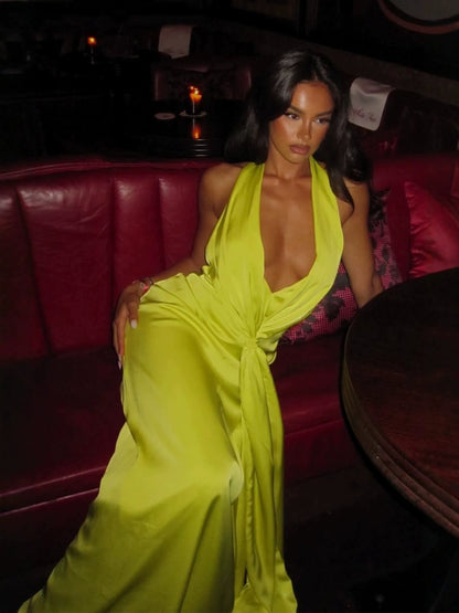 Deep V-Neck Long Party Dress