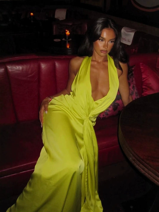 Deep V-Neck Long Party Dress