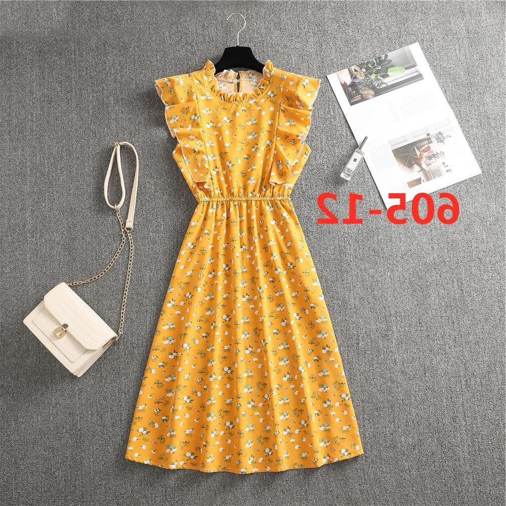 Dress summer polka dot chiffon skirt European and American loose and versatile mid-length skirt