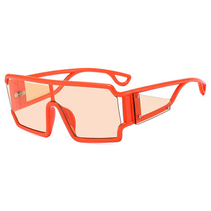 Square connected sunglasses with hollowed out avant-garde personality Instagram popular fashion street photography futuristic sunglasses