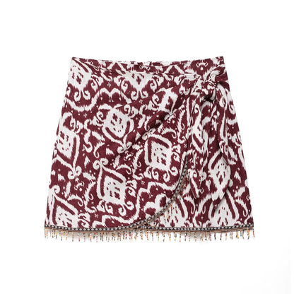 Printed shirt+printed skirt set for women