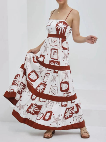 Printed Square Neck Maxi Cami Dress