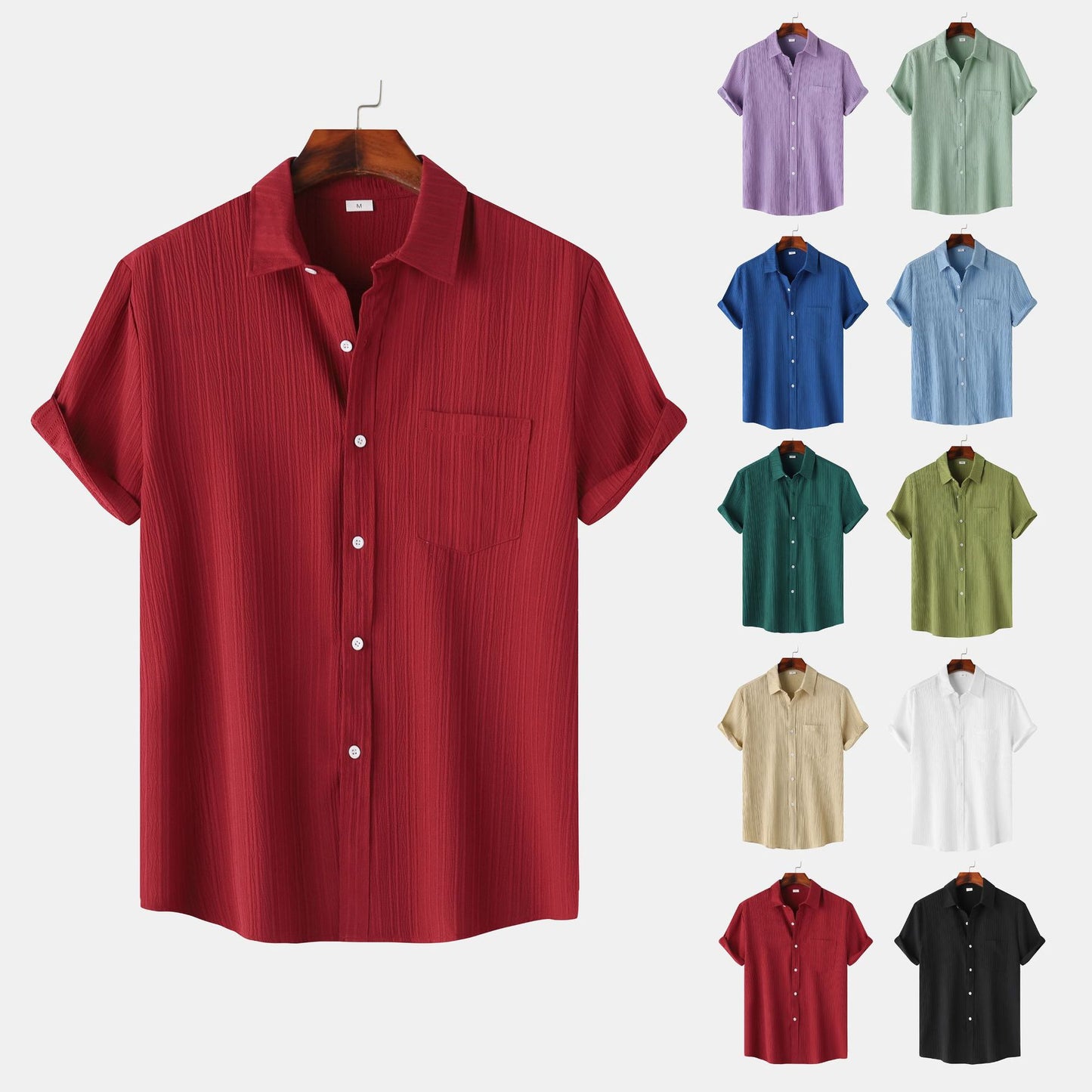 Mens Short Sleeve Lapel Shirt