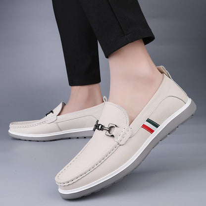 Spring Low-Cut Slip-On Genuine Leather First-Layer Cowhide Shoes