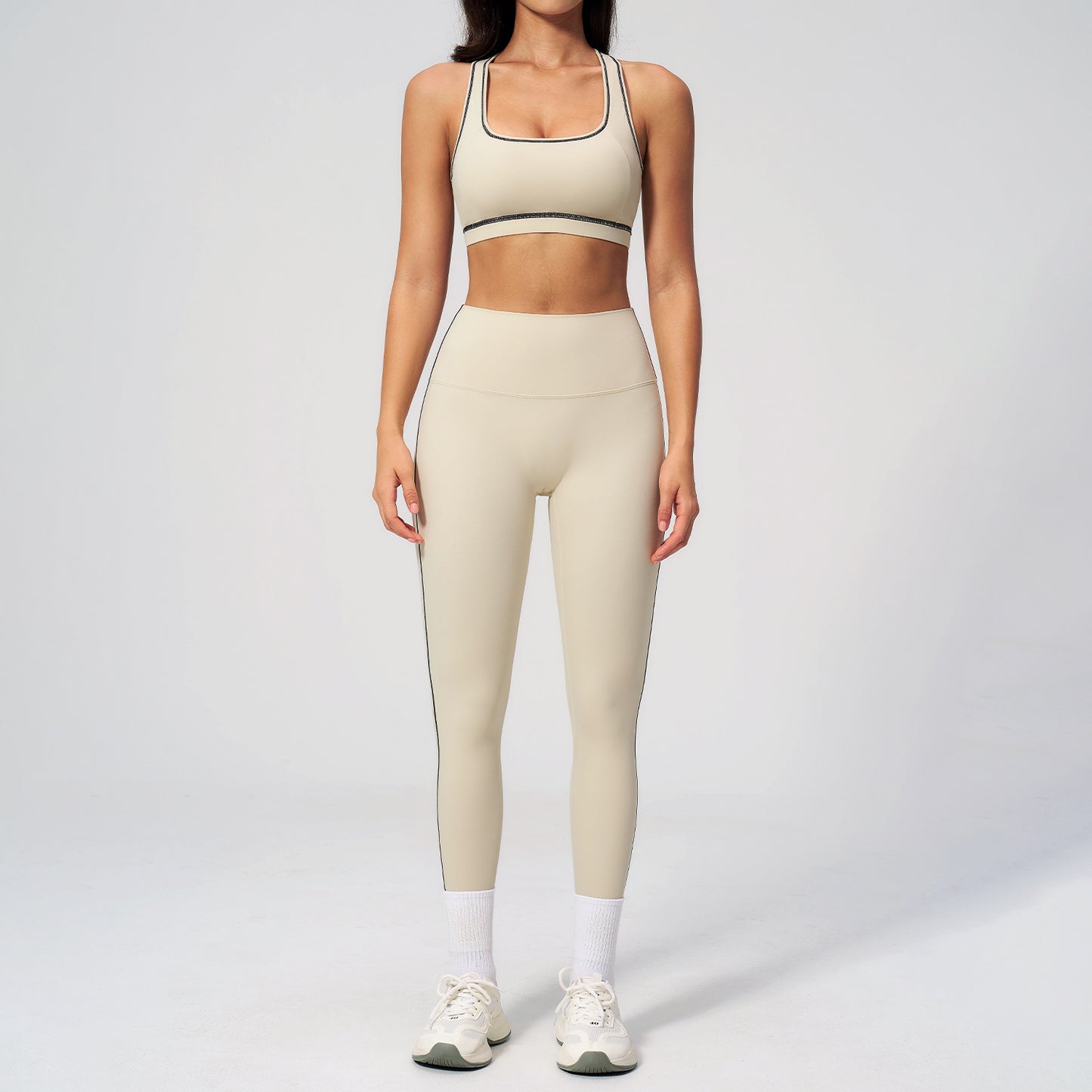 Dames 3-delige yogapakset van geborstelde stof met ritssluiting