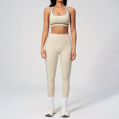 Dames 3-delige yogapakset van geborstelde stof met ritssluiting