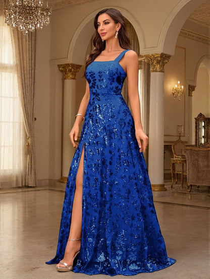 Elegant Strapless Sequin Evening Gown