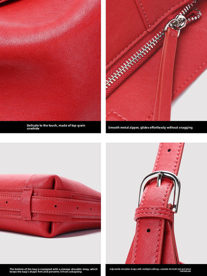 Fashion Cowhide Shoulder Bag with Crossbody Strap