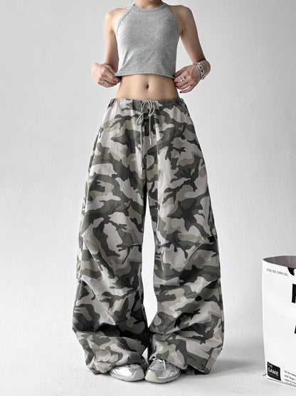 Camouflage casual broek met wijde pijpen