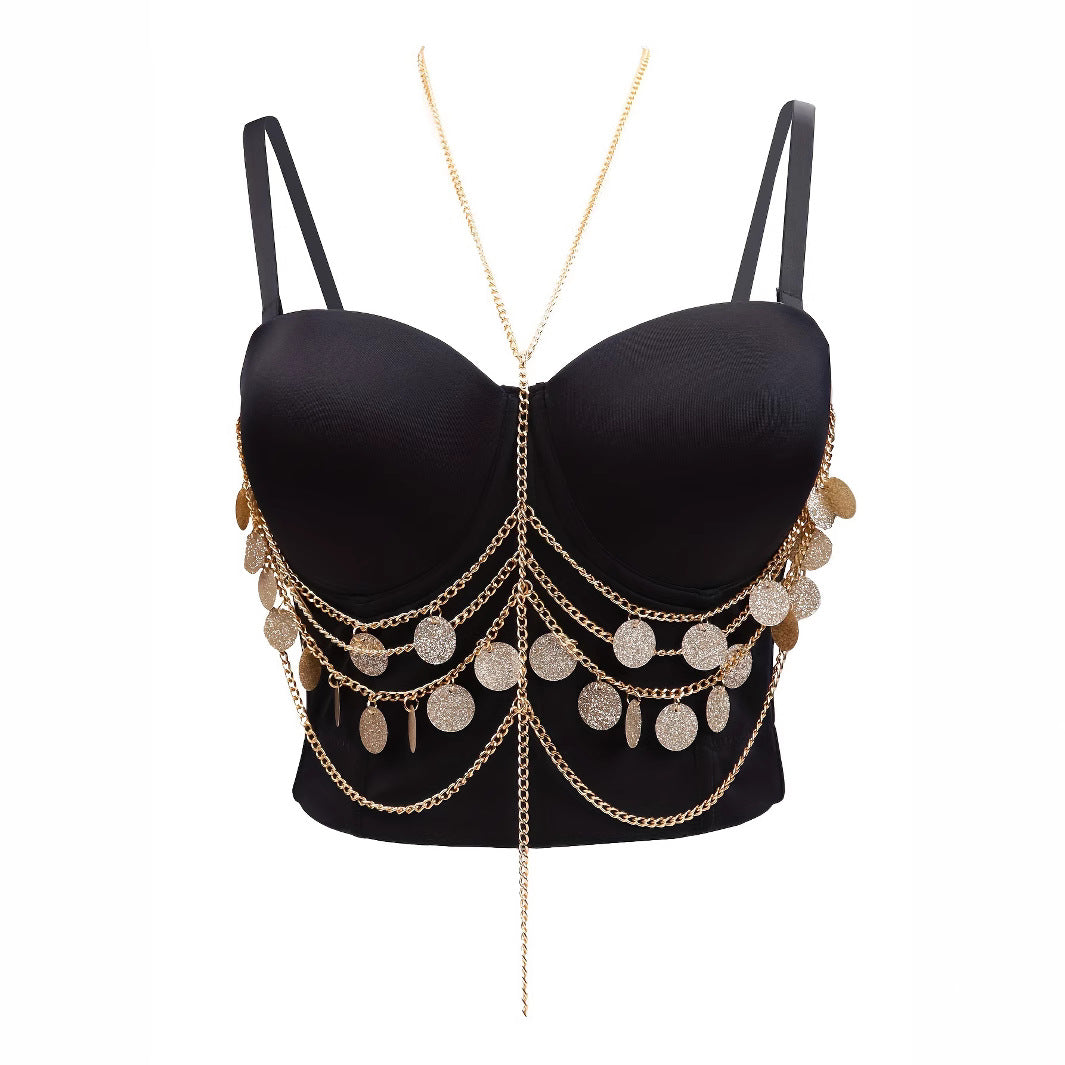 Sequined Strapless  with Tassel Detail for Women Summer Wear