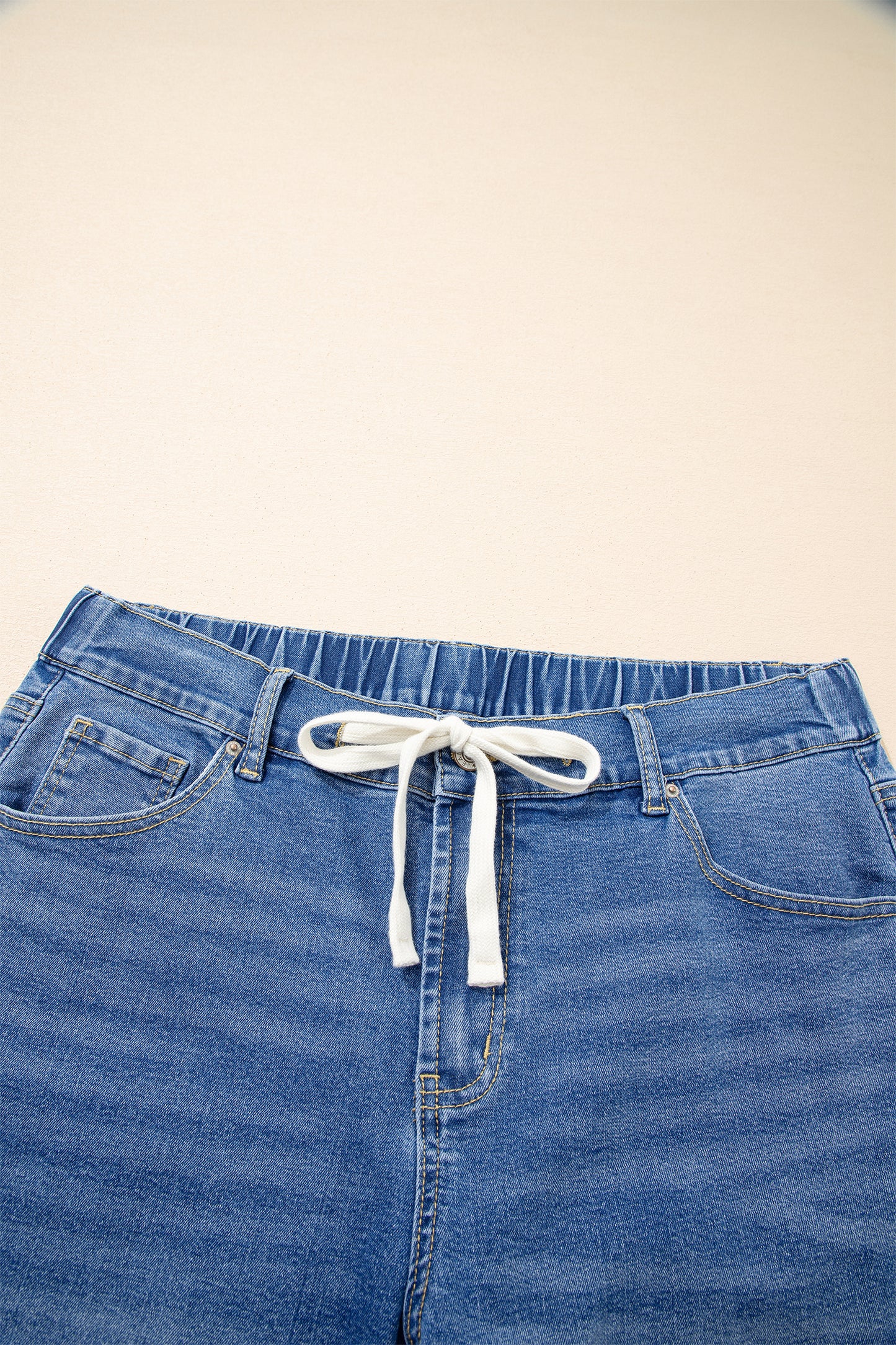Jeans met acid wash-effect en vetersluiting plus size