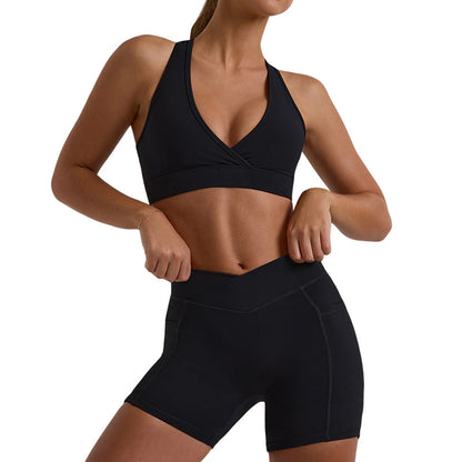 Hoge taille heuplift outdoor fitness shorts yogakleding pak