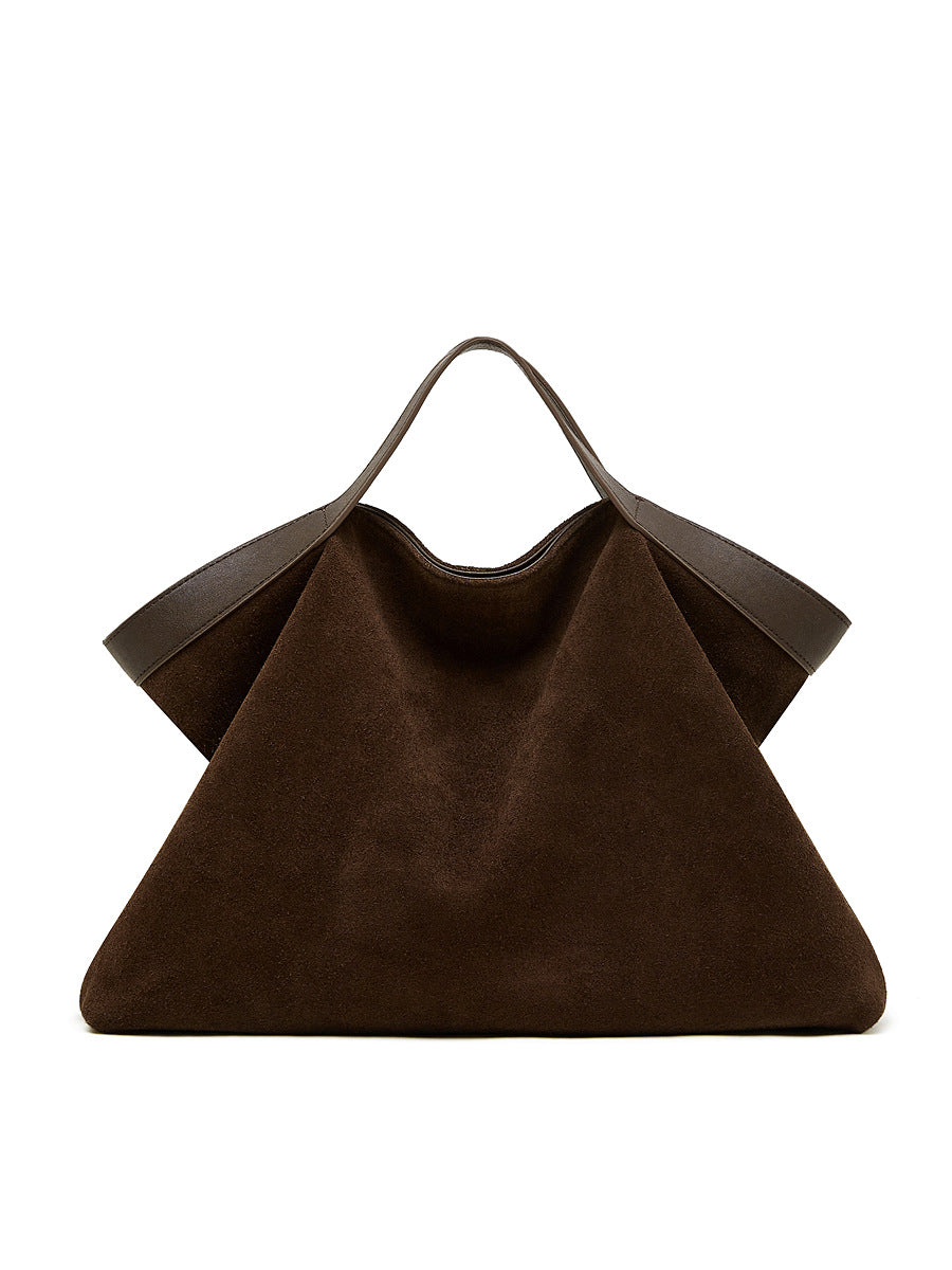 Retro matte leather large capacity commuter tote bag
