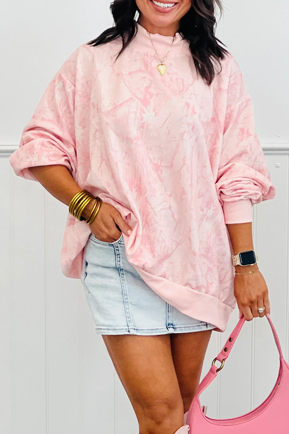 Oversized sweatshirt met camouflageprint en hoge hals