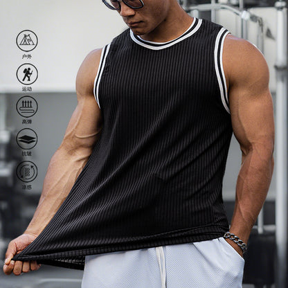 Sleeveless camisole summer men's T-shirt with a prominent basketball and fitness suit