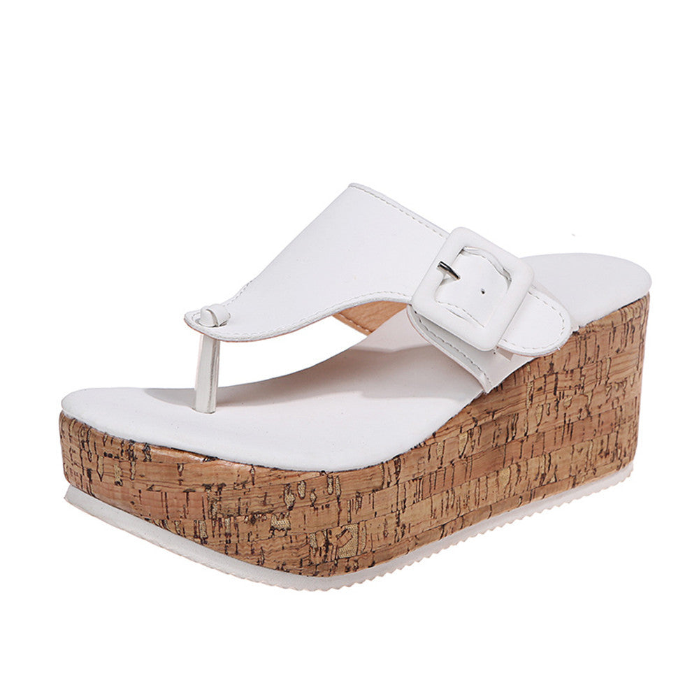 Summer New Large Size Herringbone Platform Women's Casual Platform Slippers