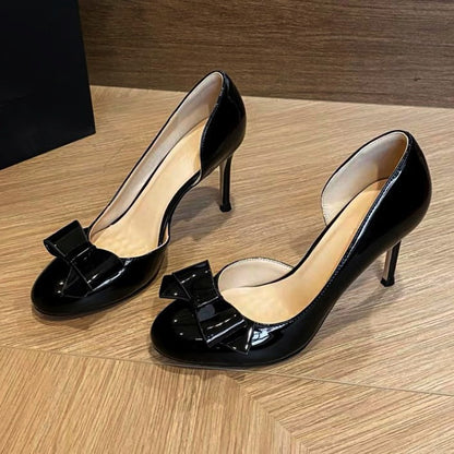 Dames pumps met strik van lakleer 6/8 cm