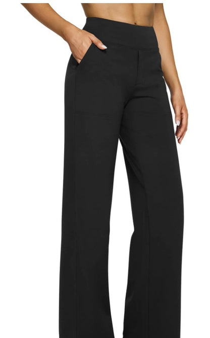 Casual High-Waisted Straight Pants Loose Pocket Yoga Pants