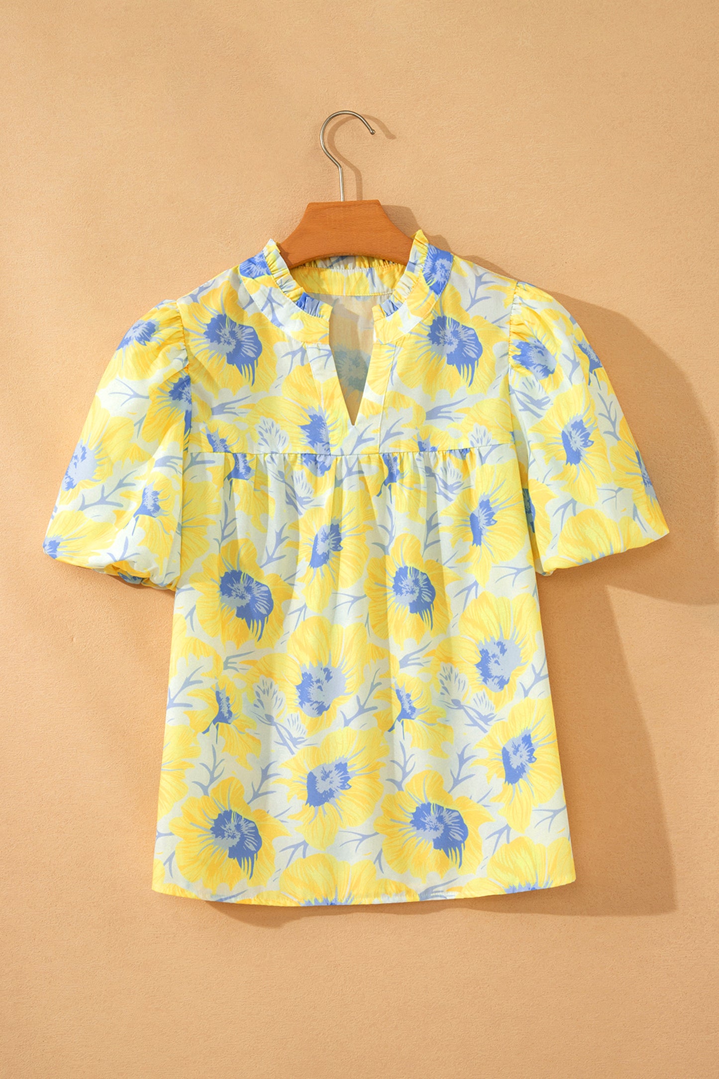 Zomerblouse met korte pofmouwen en bloemenprint