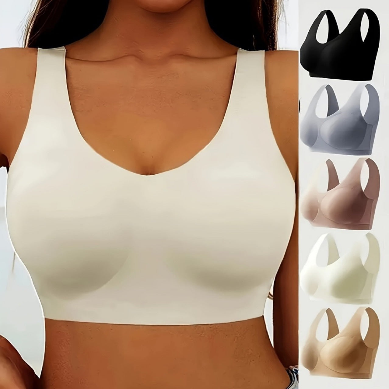 Wire-Free Cotton Bra with Halter Straps