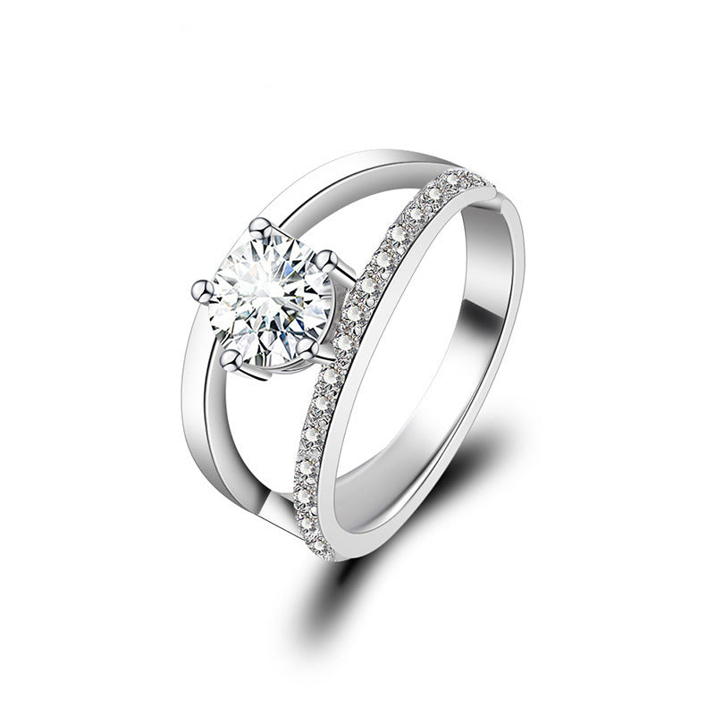 Adjustable Cubic Zirconia Ring Women Classic Six Claw Design