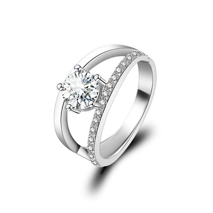 Adjustable Cubic Zirconia Ring Women Classic Six Claw Design