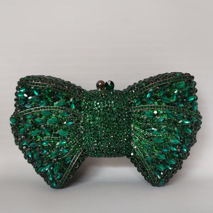 Rhinestone Bow Evening Bag with Chain