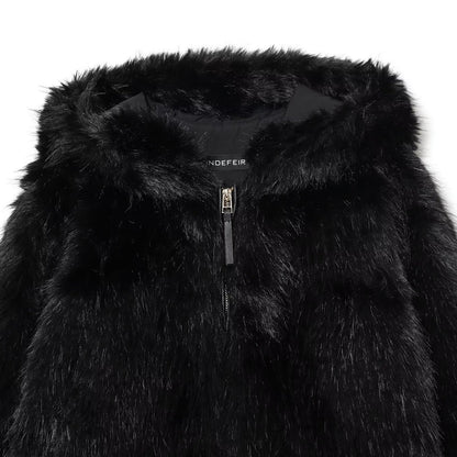 Artificial fur leather jacket