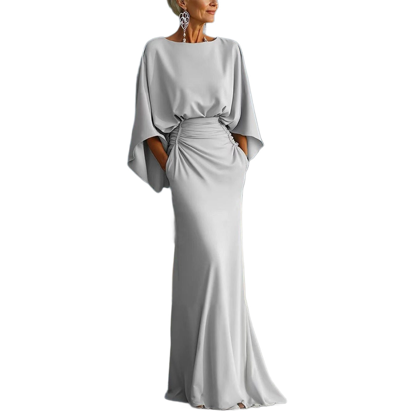 Elegant Backless Pleated Long Dress