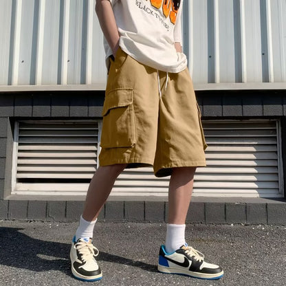Military green workwear men's summer retro five quarter sport shorts