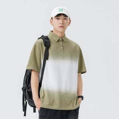 Gradient short sleeved polo shirt for men in summer